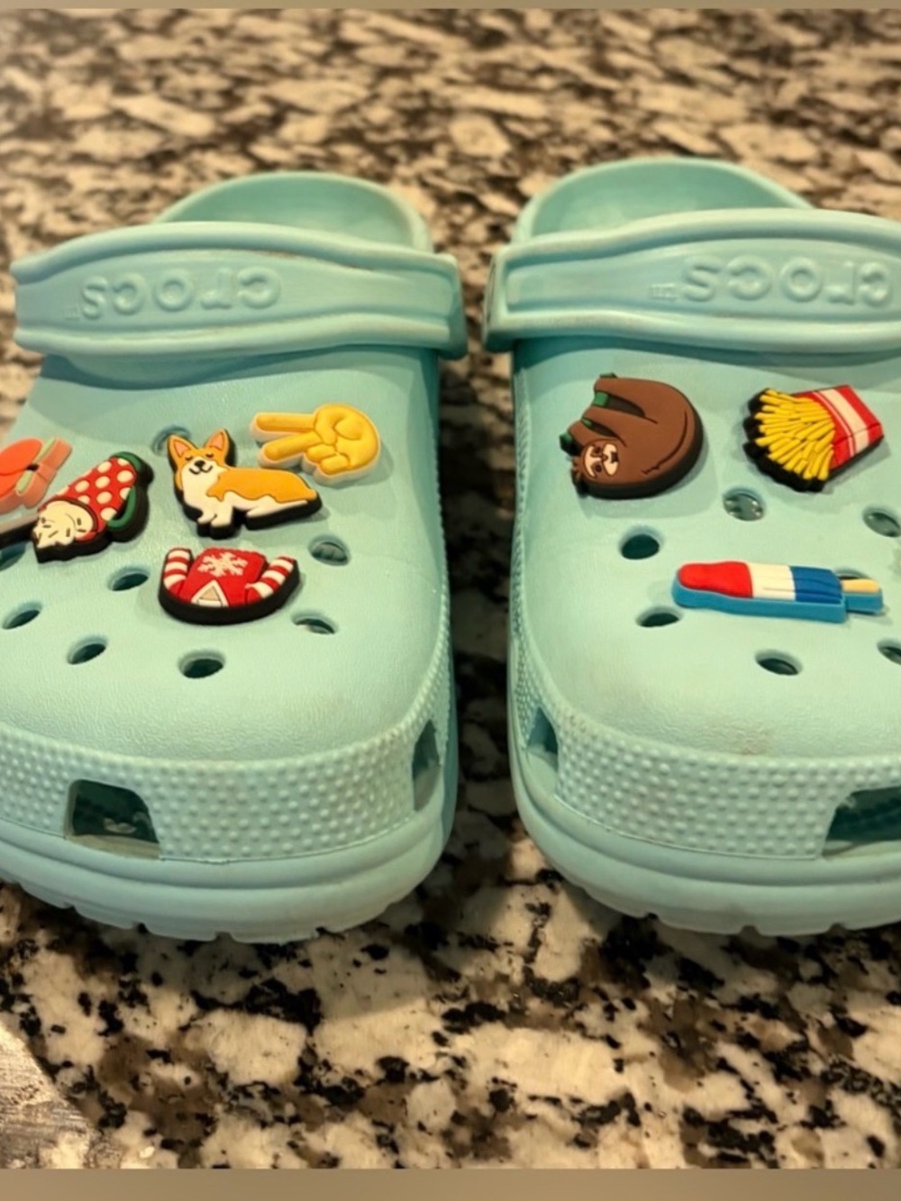 CROCS Kids Aqua (Light Blue) Clogs with Jibbitz Charms